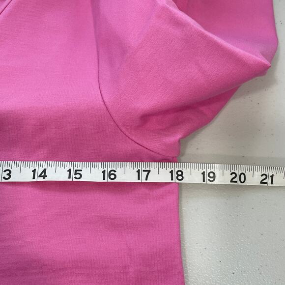 Halogen Pink Knit Pullover 3/4 Ruched Sleeve V-Neck Barbie Top S  NWT - Picture 11 of 12